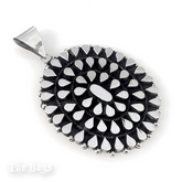 Plain & Oxidized Flower Pendant Mexican Sterling Silver